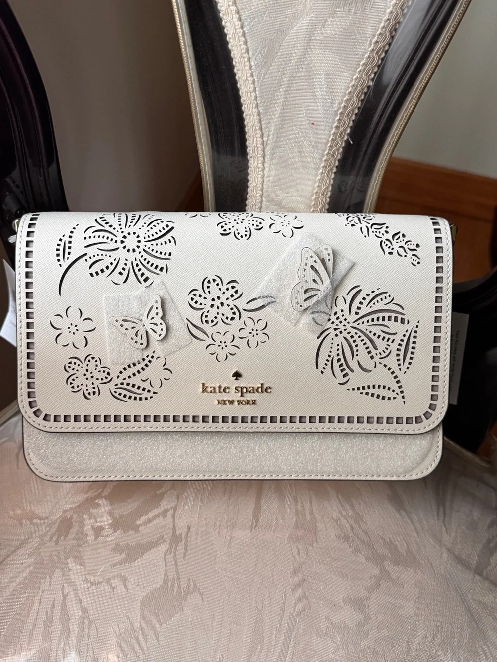 NWT Kate Spade NY Floral Cutout & Butterfly Flap Crossbody